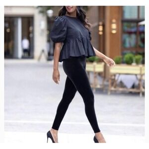 SPANX Velvet‎ Leggings 1X Black High Waist Smoothing Pull On Slim Fit Yoga